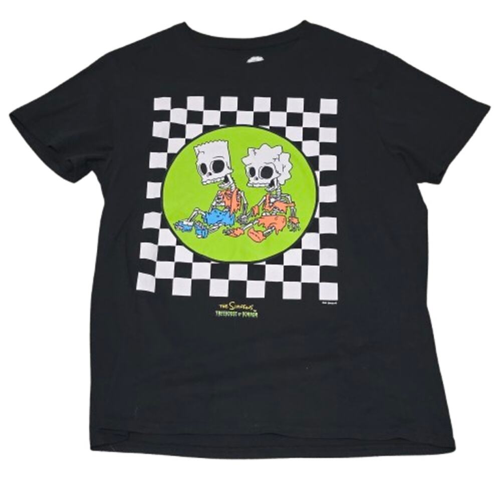 The Simpsons Treehouse of Horror Skeleton Tee | Bart & Lisa Halloween| Large